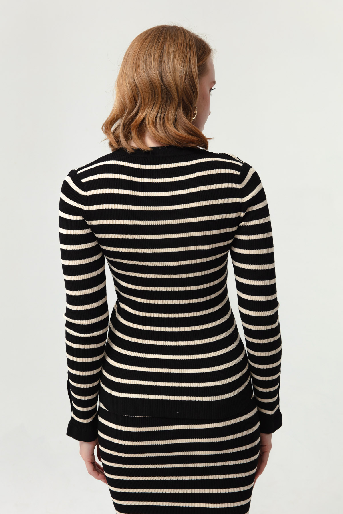 Women's Black Striped Knitwear Set