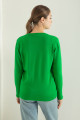 Women's Green Crew Neck Knitwear Sweater