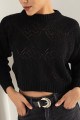 Women's Black Crew Neck Sweater