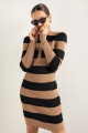 Women's Tan Striped Knitwear Dress