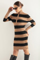 Women's Tan Striped Knitwear Dress