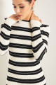 Women's Ecru Striped Knitwear Dress
