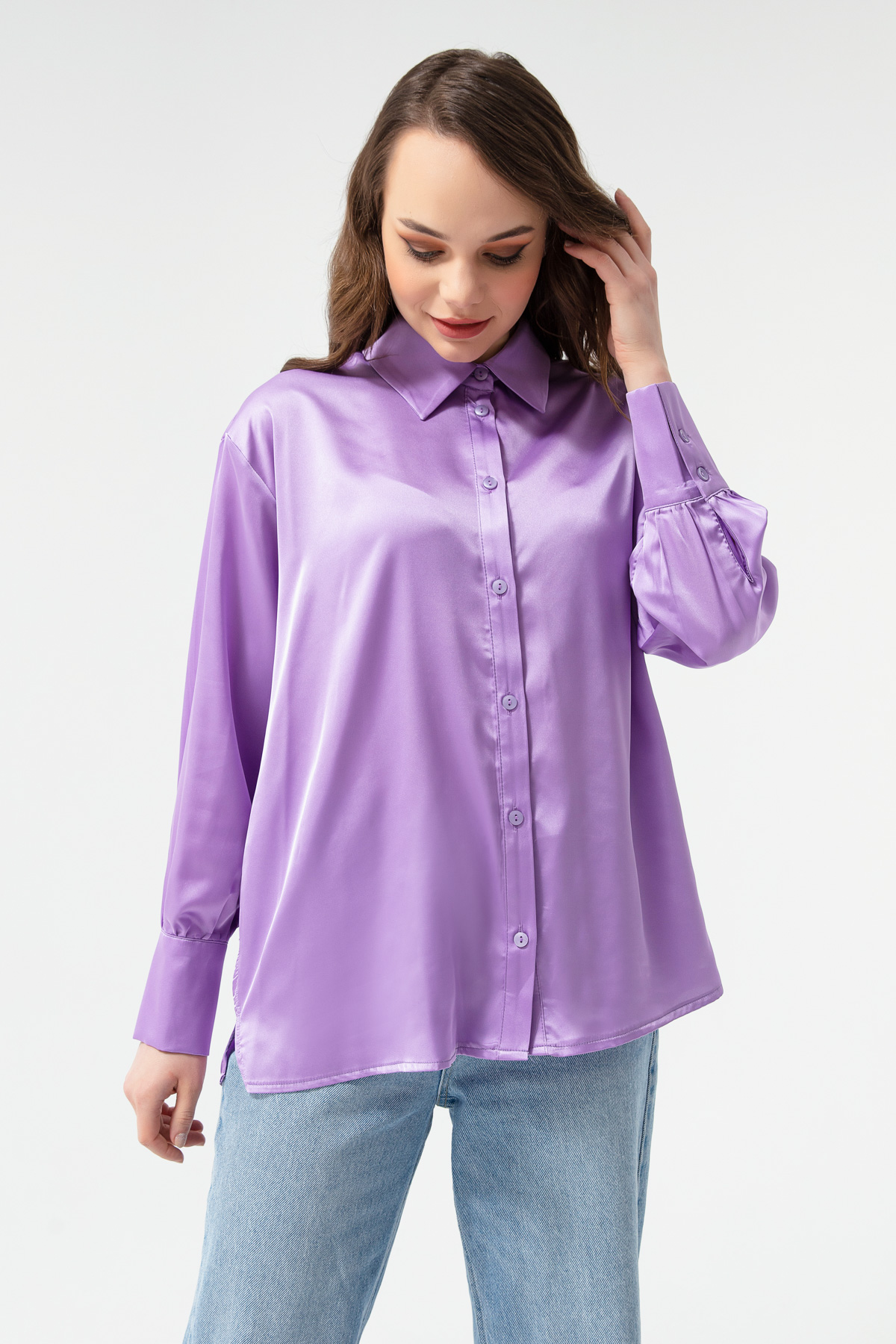 Women's Lilac Satin Shirt