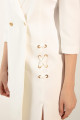 Women's White Gold Buttoned Jacket Dress