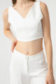 Women's White Trousers Crop Set