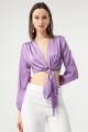 Women's Lilac Tie Waist Blouse