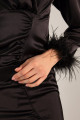 Women's Black Feathered Sleeves Dress